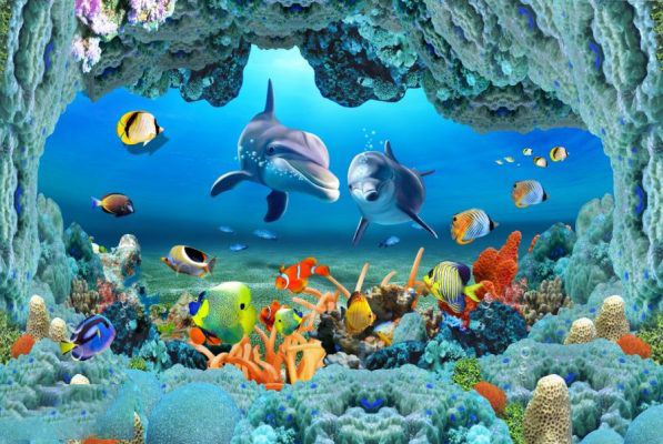 Tranh kính 3D đại dương rực rỡ sắc màu